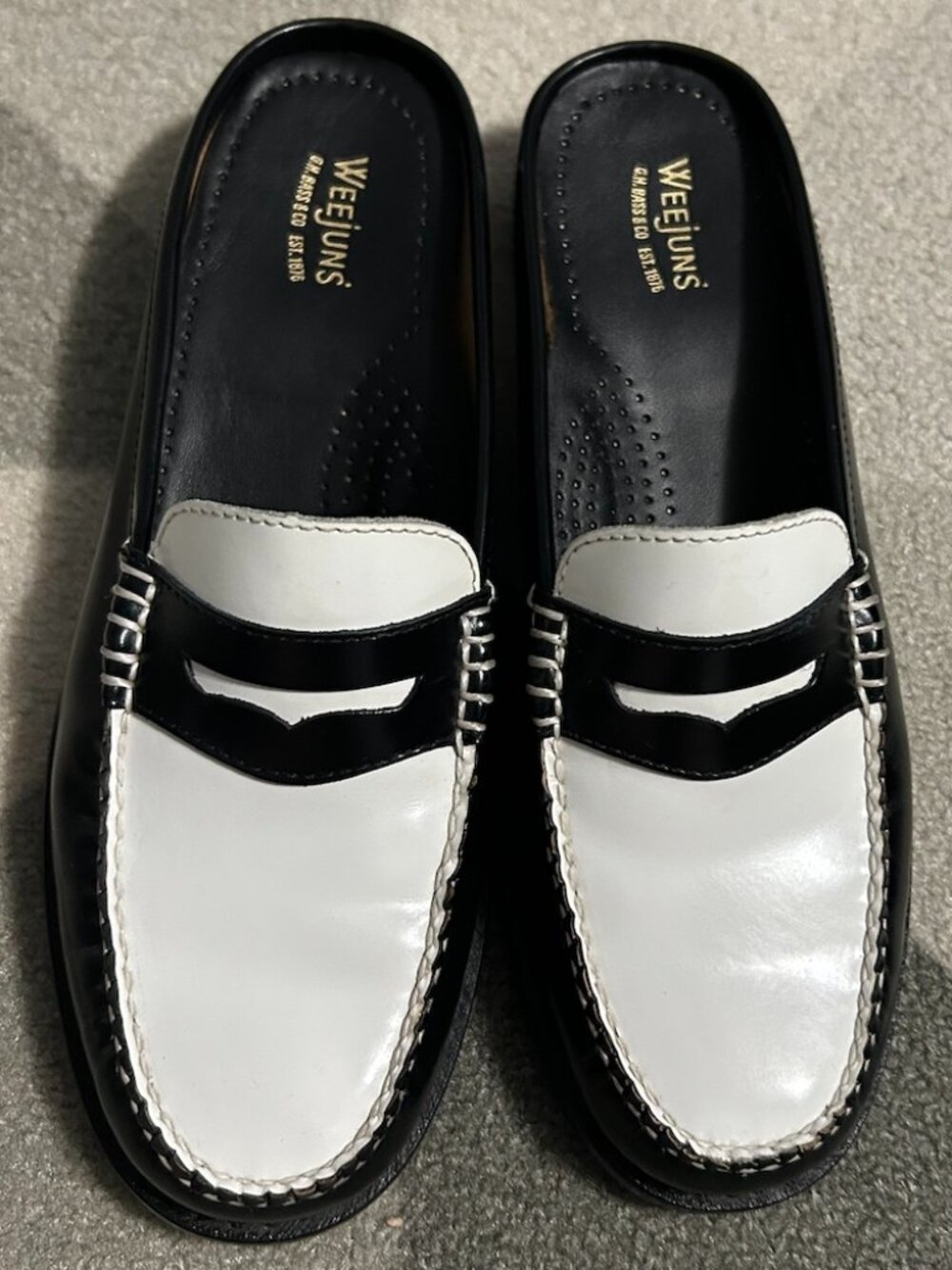 G.H.BASS Leather Weejuns® Wynn Mules Tuxedo Preppy *READ DESCRIPTION Women's 6.5 - Picture 3 of 16